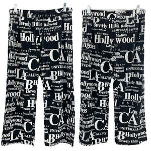 Jay Joshua MEDIUM Black White Hollywood Los Angeles Print Pajama Pants